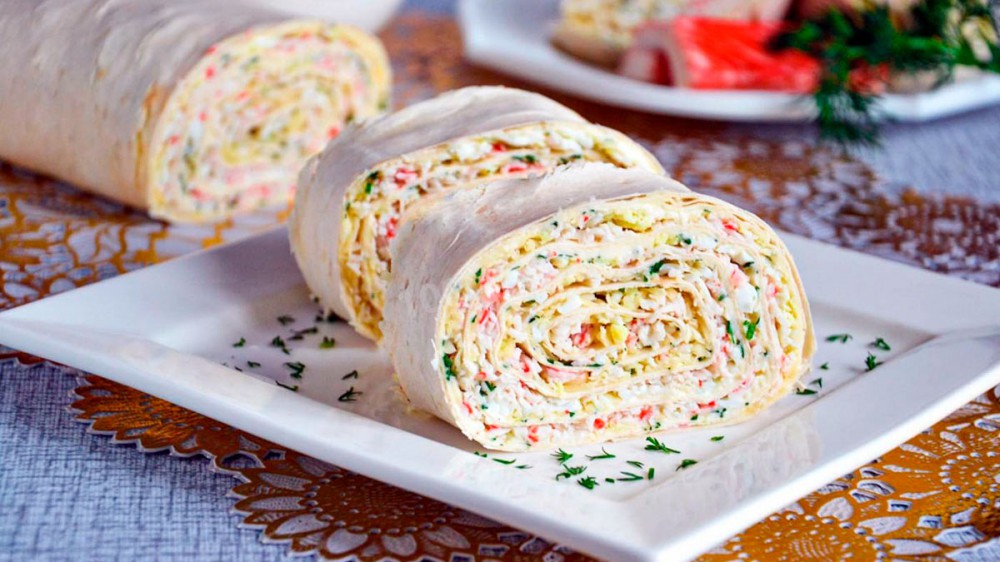 Лаваш с крабовыми палочками - статьи Атлант